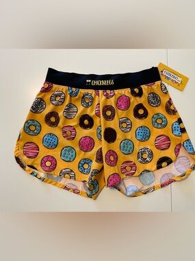 ChicknLegs Men’s Yellow/Blue multi color Donut-Print Athletic Shorts